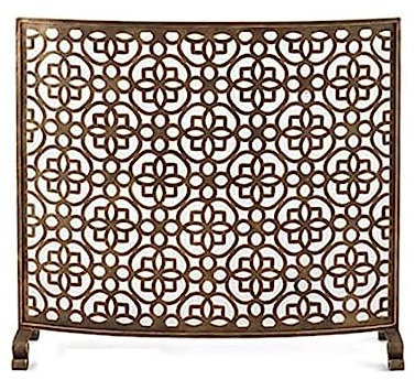 ARINAL Decorative Fireplace Fireplace Screen Wrought Iron Fence With Net Metal Hollow Art Decoration Floor-to-ceiling Fireplace Partition Screen Fireplace Covers Decorative