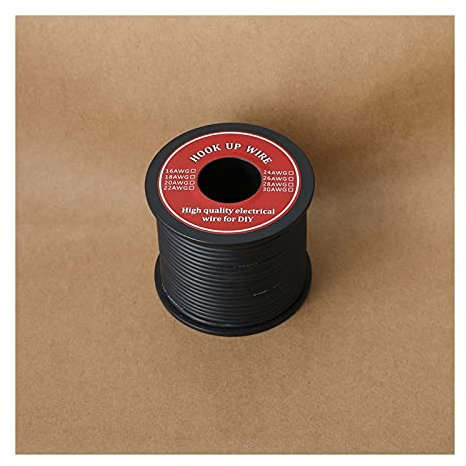 ELTOX Electrical Cable,Electrical Wire 6-25m/Lot 16 AWG Stranded Wire Hook-up Flexible Silicone Electrical Wire Rubber Insulated Tinned Copper Safe Current 12.7A (Color : Black, Size : 6m)