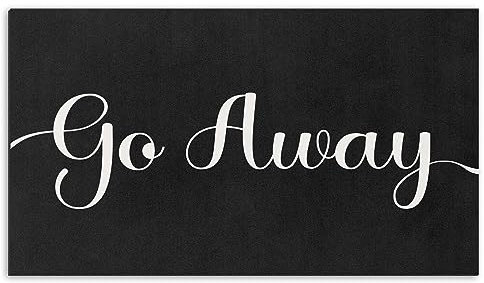 Arttown Go Away Door Mat, 17 x 30 Inch Funny Black Welcome Doormat Decorative Home Floor Mat, Non Slip Rubber Back and Strong Water Absorption for Outdoor Indoor Entrance Decor