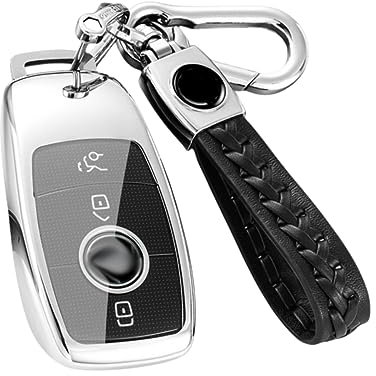 【4 Farben】 Z.MYUKI E-Klasse AMG Coupe Schlüsselhülle mit Schlüsselanhänger für Mercedes Benz E Klasse W213 2016-2022 2023 Zubehör Original (Silber)