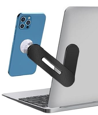 ARTLINE ENTERPRISE Adjustable Laptop Stand, Laptop Phone Holder, Laptop Side Mount Clip, Slim Portable Foldable Smartphone Stand. Improve Office Efficiency. (Black)