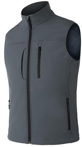 Zzkouine Laufende Weste Oberbekleidung, Leichte Winddichte Fleece-Gefütterte Softshell Ärmellose Jacke Für Golf Full-Zip Leichte Polar Fleece Weste Oberbekleidung Mit 5-Taschen Warme Winterjacke