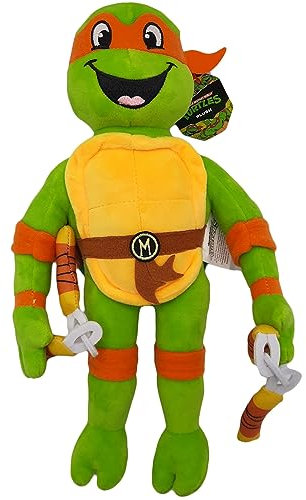 2iX - Teenage Mutant Ninja Turtles Mutant Mayhem - 32 cm Kuscheltier - Plüschfigur zum Kuscheln und Spielen, tolles Geschenk für TMNT-Fans ab 3 Jahren (Michelangelo)