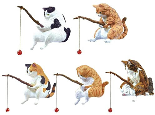 Jardin Chat | Statue Chat pêcheur Bassin Jardin | Statues Sculptures Jardin Chat en résine | Décor Jardin Statues extérieures pour Aquariu réservoir Poissons