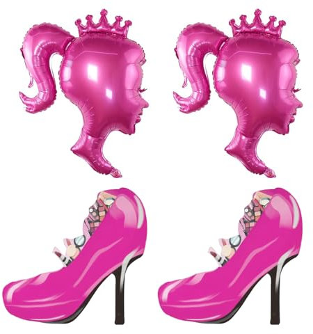 VIKY® Prinzessin Geburtstag Deko Luftballons Pink,4 Stück Geburtstagsdeko Pink Mädchen Folienballons,Prinzessinnen Pinke Luftballons 90er Party Deko,Pinke Deko Ballon für Geburtstagsdeko Kinder Party