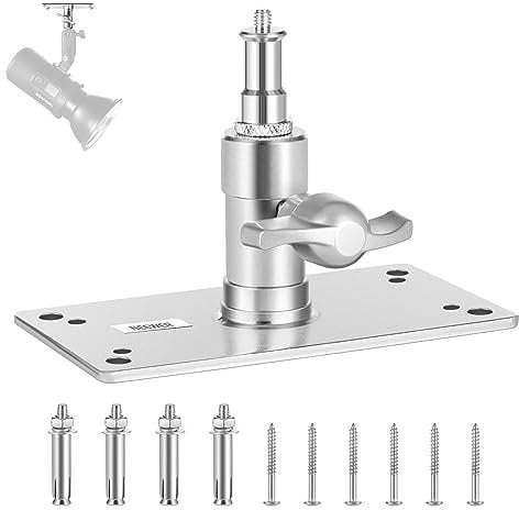 Neewer 3.34 Inch Wall Ceiling Mount 5/8 Baby Pin Stud with 1/4 Thread & 10 Screws, Photography Photo Studio Camera Wall Mount for Ring Light, Video Light, Strobe Flash, Max Load 22lb/10kg, ST-WM1