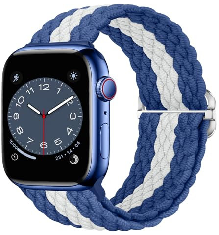 Nepfaivy Bracelet tressé compatible avec Apple Watch - 45 mm, 44 mm, 46 mm, 49 mm, 42 mm, pour homme et femme - Bande élastique en nylon pour iWatch séries 10/9/8 / Ultra / SE / 7 / 6 / 5 / 4 / 3 / 2