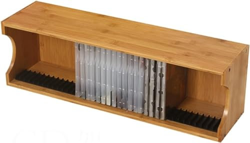 XARONF CD record storage rack CD Storage Box Holder Case Tray Rustic Wood Media Tray Box for Home Storage And Organization Record Storage Holder