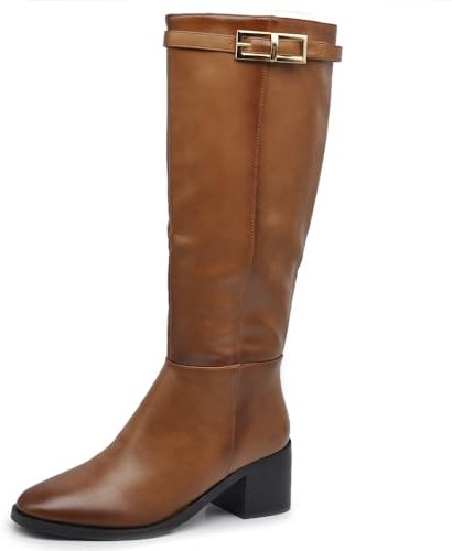 IF Fashion Scarpe da Donna Stivali Alti Con Fibbia Cinghia Tacco Medio XG107 camel N.41