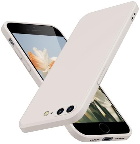 JUNAUTTB iPhone 8 Plus/7 Plus Case, Liquid Silicone Full Body Protective Soft Shockproof Anti-Scratch Slim Fit Case for 5.5in Phone, White JUS01-71