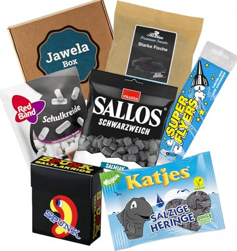 Lakritz Mix Set Probierset 6 x leckere Sorten - süßes und salziges Lakritz, Hartlakritz, Weichlakritz, Salmiak Mischung - Jawela Box - Lakritz Mix Set 1