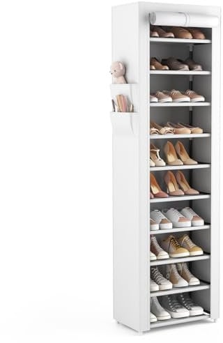 Vicye Zapatero de 11 Niveles, Mueble Zapateros de Tela para 20-22 Pares de Zapatos, Armario Zapatero Estrecho y Alto con Funda para Entrada Recibidor, Pasillo, Dormitorio