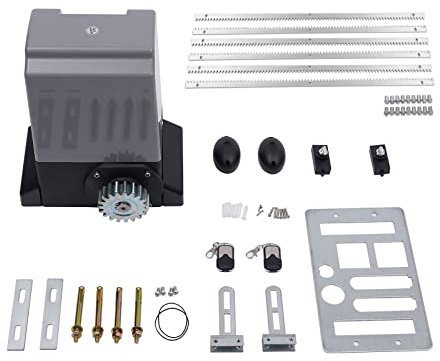 1600 Kg Motor de Apertura de Puerta Corredera Motor de Puerta Corredera +6m Cremallera Kit Completo Eléctrico Apertura Puerta 750w Aluminio con Sensor Infrarrojo