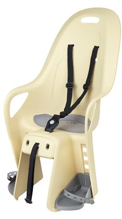 POLISPORT 8408200003 - Siège arrière KOARI pour vélo avec roues de 26'' à 29'' adapté aux enfants d'un poids maximum de 22kg avec ancrage sur le porte-bagages en Jaune Moon/Gris