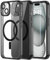 Helssitot Kameraschutz Magnetisch für iPhone 15 Hülle mit Schutzfolie, Kompatibel mit MagSafe, Anti-Yellowing, Durchsichtig PC Kratzfeste, Silikone Bumper Stoßfest Handyhülle iPhone 15 Case Schwarz