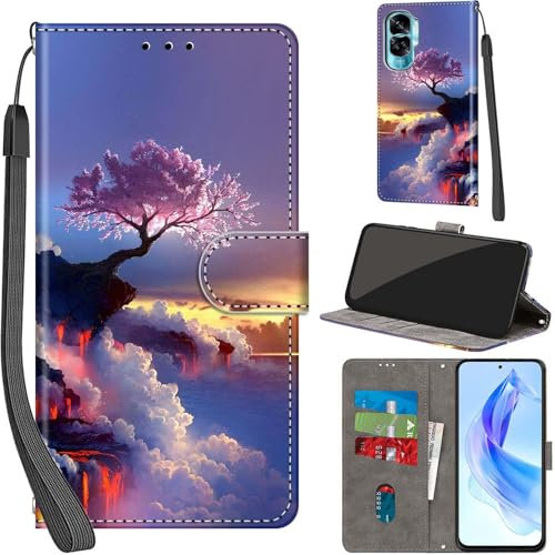PHINIENLAND Coque pour Honor 90 Lite / X50i 5G Cover [Housse en Cuir PU Premium] [Etui à Rabat] [Pochette de Portefeuille], Étui de Protection pour Honor 90 Lite,Montagne
