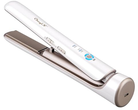 CkeyiN Cordless Hair Straighteners,Travel Wireless Portable USB Rechargeable Straightener,2 in 1 Cordless Hair Straighteners and Curler,PTC Fast Heat Up,USB Charging Travel Flat Iron
