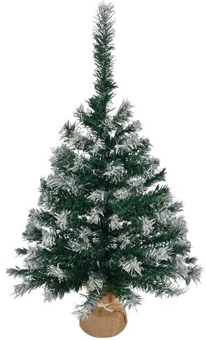 LEADZM Mini Weihnachtsbaum 40/60/90cm Tisch Weihnachtsbaum klein künstlich geschmückt für Weihnachten Deko (Grün&Weiß ohne Dekoration, 60cm-1)
