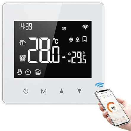 Programmable Thermostat WiFi - Advanced Programmable Smart Thermostat, Battery Operated Digital Thermostat | Smart Household Thermostats App And Voice Control For Managing Temperature