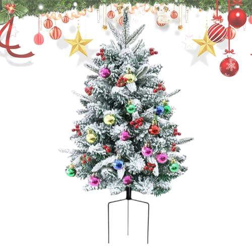 Pathway - Árboles de Navidad flocados con Nieve, decoración de Pino, Relleno de urna de Navidad, Relleno de Maceta de Vacaciones, árbol de Navidad pequeño, árbol de Navidad para Patio, árbol