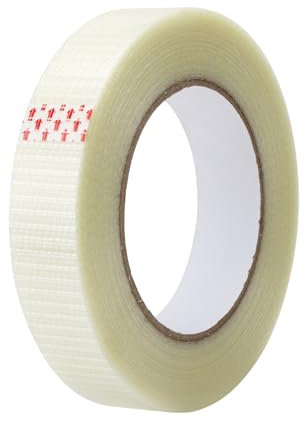 APOMOONS 50M Nastro Adesivo Trasparente, 25mm Larghezza Nastro Pacchi Imballaggio, Impermeabile Nastro da Pacchi, Strappabile a Mano Nastro Imballaggio, Fibra di Vetro Nastro Telato