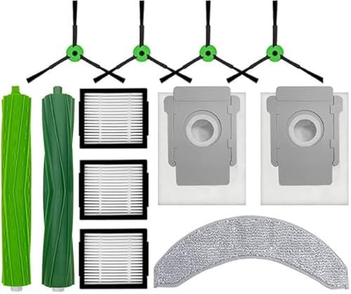 MYAYD Replacement Parts Kit Compatible with iRobot Roomba Combo 10 MAX Robot Vacuum Cleaner, 2 Main Brushes, 3 Filters, 4 Side Brushes, 2 Dust Bags, 1 Mop, 1 PE Bag
