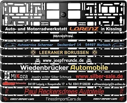 2X Kennzeichenhalter mit Wunschtext Ihrem eigenen Text Internetadresse Firmenname Logo oder Spruch Bedrucken