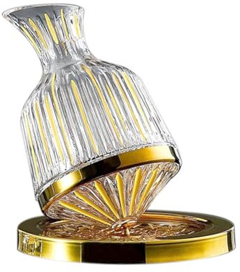 XUJIAN 360° Rotating Wine Decanter, 1000ml Crystal Glass Dispenser, Aerator Mirror Jug for Bar Decoration