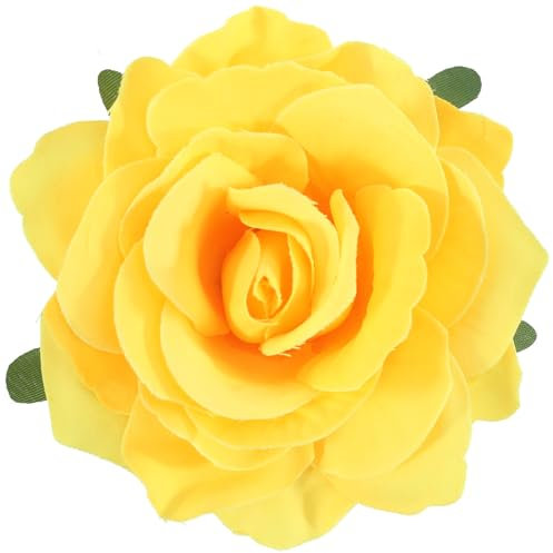 Mecool 3.94 Rose Hair Clips for Weddings Corsage Hair Pins for Women | Flower Girl Hair Accessories for Women | Flower Hair Clips - Yellow