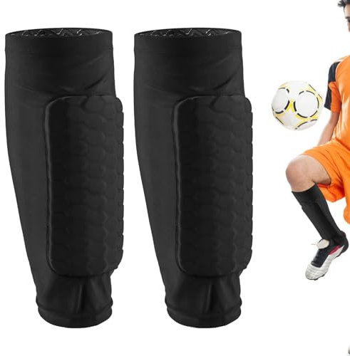 Asfrode 1 Paio Parastinchi Calcio con Imbottitura a Nido d'Ape in Eva Compressione Protezione Gamba Parastinchi Basket Ciclismo Arrampicata Sci Nero L