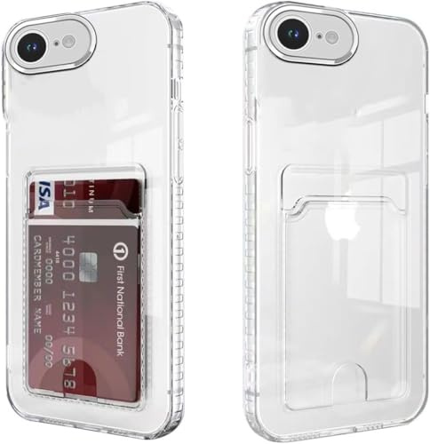 Cesryorsis per iPhone 16e/iPhone 17e cover con Porta Carte, Custodia in trasparente TPU per telefono, ultra sottile, morbida, antiurto case protettiva, copertura paraurti