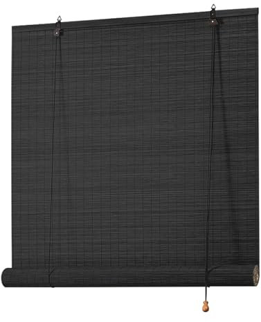 Balkon Bambusrollo Outdoor Lichtfilternder Rollos Bambus Sonnenschutz Sichtschutz Bambus Rollo 55 65 75 85 95 105 110 120 130 140 150 160 170 180cm Breit Raffrollo Jalousine Für Fenster Terrassen(Blac