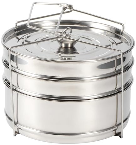 3 Tier Stainless Steel Steamer Pot Set | Stackable Cooker Accessories for Pressure Cookers/Rice/Vegetables/Meat | Trusted Food - Grade Steel, Secure Lid