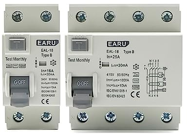 NVSFZGIYG Disjoncteur de Courant résiduel for véhicule électrique, 2P/4P 10/30/100/300mA, Pile de Charge EV, DC RCCB RCD Type B 6KA Din Rail, Fuite à la Terre(2P 40A,300mA)