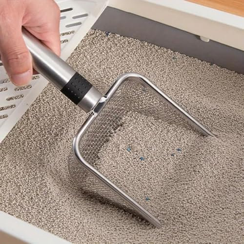 Zuxbolf 4PCS Tamis de Jardin en Acier Inoxydable, Tamis à Compost avec Poignée Pelle Litiere Chat Pelle à Tamiser avec Perforateur, Seeder et 10 Etiquettes Blanches pour Terre, Compost, Semences