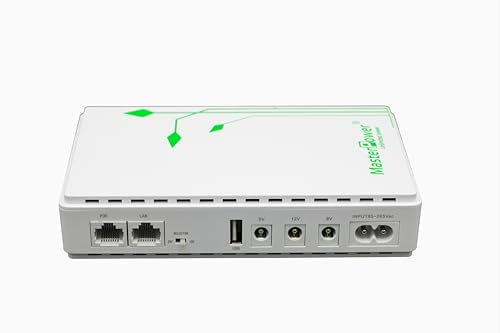 Master U-Power, SAI Mini UPS de Respaldo, 8800mAh 36W, para WiFi, Router, Módem, Cámara de Vigilancia, con Entrada AC y Salida USB 5V 2A - 5V 3A, 9V 2A, 12V 1,5A DC - PoE 15V 1A, 24V 1A