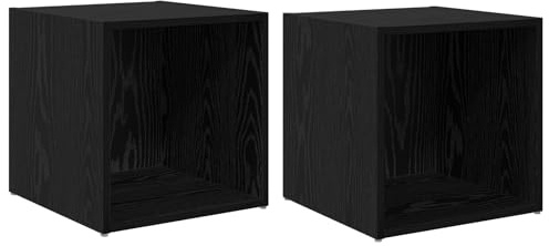 vidaXL TV Cabinet Set 2 pcs Black 37 x 35 x 37.5 cm Engineered Wood, Rustic Wall-Mounted Storage, Functional Living Room Cabinet, Solid Wood Shelf, Efficient Cubic Design for Home Furniture