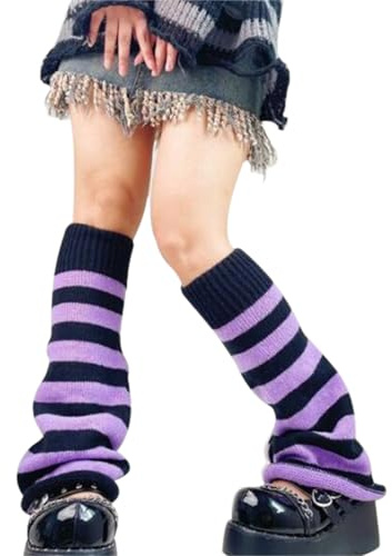 DRESHOW Calentadores Y2k para Mujer y Niña Calentadores Piernas Mujer Puños Elásticos de Punto para Botas de Baile Accesorio de Moda para Outfits Cálidos para Fiestas y Festivales