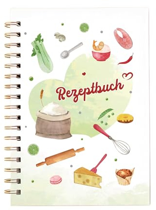 Hyggartn Rezeptbuch zum Selberschreiben A5, Kochbuch zum Ausfüllen für 100 Rezepte, DIY Rezepte Buch mit Inhaltsverzeichnis, Hardcover, Fadenbindung, Backbuch, Hellkhaki(Farbe)