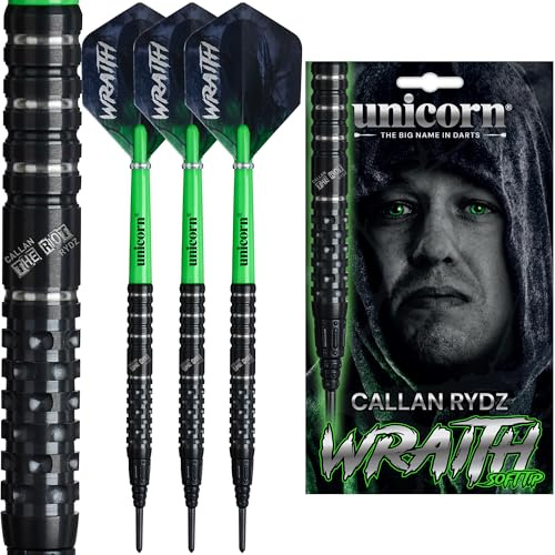 Unicorn Soft Tip Darts Set | Callan 'The Riot' Rydz | Wraith | 90% Tungsten Barrels | Durable Stunning Ultrafly Flights | Epic Points | 19g