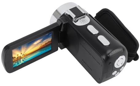 Tbest Digitale 4K-Videokamera, Camcorder, 64 MP, WLAN, 3-Zoll-Rotationsbildschirm mit LED-Fülllicht, Reisen