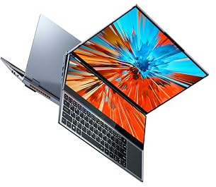 N-one Laptop Dual Display 16 Zoll und 14 Zoll Intel Core i7-10850H, 16 GB RAM, 1 TB SSD, 14 Zoll QHD Touchscreen, WiFi5, Tastatur mit Hintergrundbeleuchtung, für Büro, Studenten
