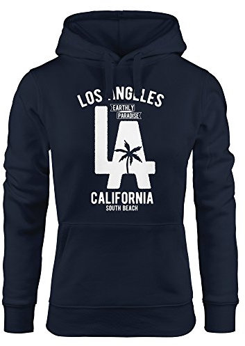 Neverless Hoodie Damen Los Angeles California LA Palme Sweatshirt Kapuze Kapuzenpullover Navy L