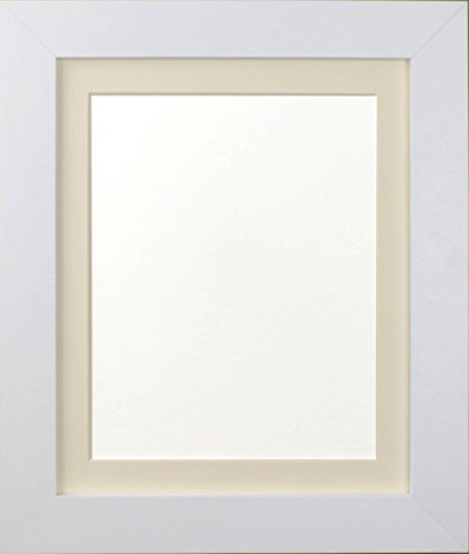 FRAMES BY POST 39mm White Picture Photo Frame with Ivory Mount 24 x 20 For Pic Size 50 x 40cm (Plastic Glass)