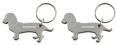 munkees 2 x Schlüsselanhänger Dackel-Anhänger Hunde-Figur Flaschenöffner, Silber, Doppelpack, 345219