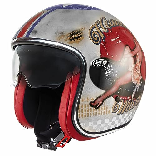 Premier HELM VINTAGE PIN UP OLD STYLE SILVER,GRAU/ROT/BLAU,XL