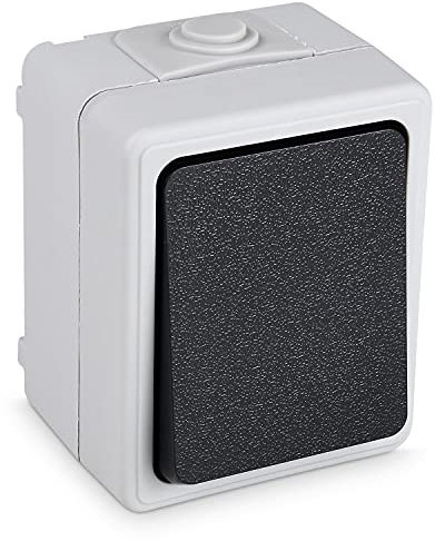 HEITECH Aufputzschalter für Feuchtraum IP54 - Neues Modell - 1fach Aufputz Schalter AP - Wechselschalter 250V 10A