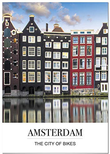 Panorama Poster Stadt von Amsterdam mit Phrase 50 x 70 cm - Gedruckt auf 250g-Papier - Wandbild Wohnzimmer - Papierplakat Schlafzimmer