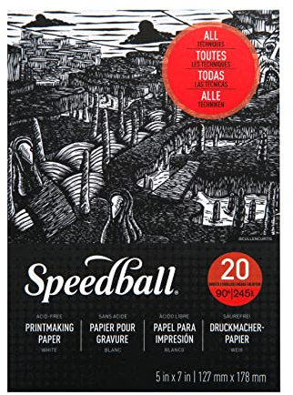 Speedball Print Making Paper Pad 5 x 7 20 Sheets, Highly Absorbent, Art Paper, Acid-Free, High-Quality, Water, Oil-Based Media, Works Well Dry Or Damp, Paper, Drawing, Printing, Painting Making