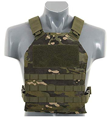 8FIELDS Simple Plate Carrier + Dummy Soft Armor Inserts Tactical Molle Vest Combat Vest, Multicamo Tropic